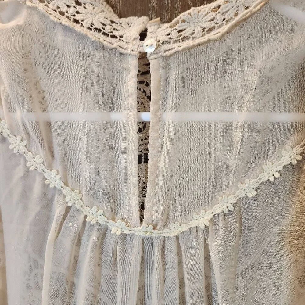 Peach transparent high-necked dress